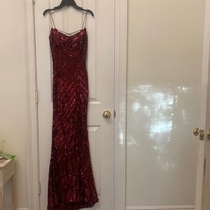 Sherri Hill sequin floor length gown. Size 00 Color Burgundy